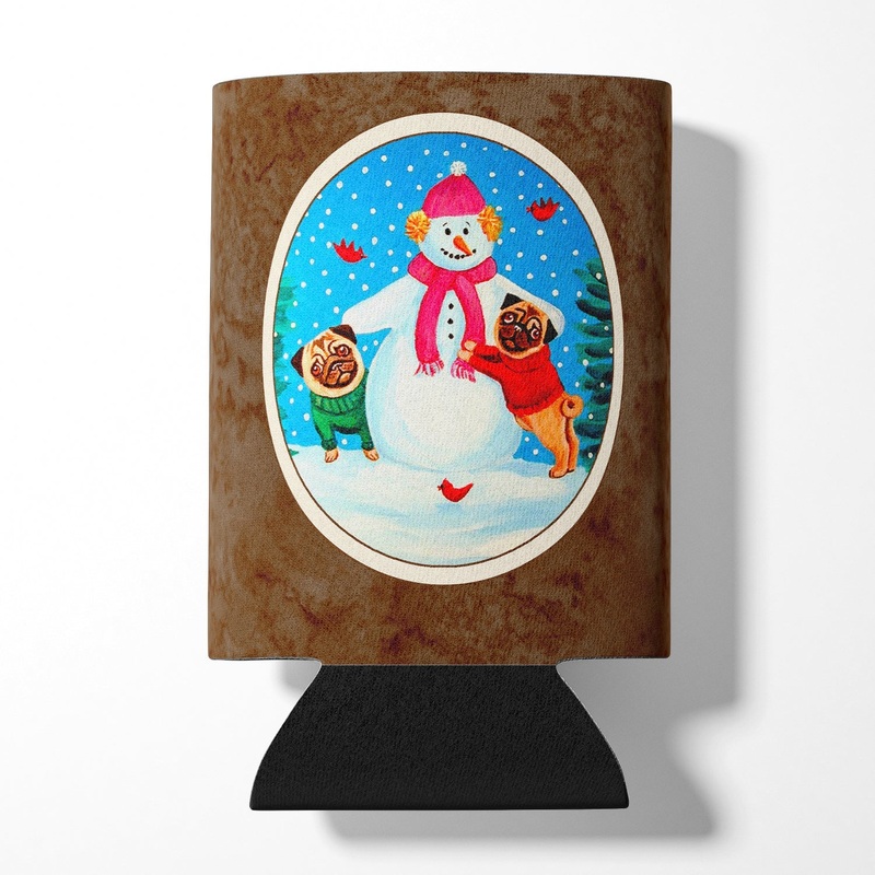 Snowman with Pug Winter Snowman Can or Bottle Hugger 7115CC