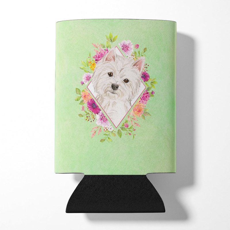 Westie  Green Flowers Can or Bottle Hugger CK4363CC