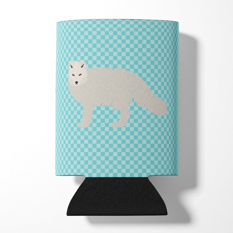 White Arctic Fox Blue Check Can or Bottle Hugger BB8051CC