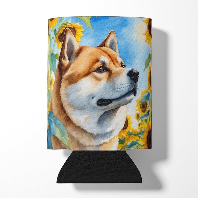 Akita in Sunflowers Can or Bottle Hugger
