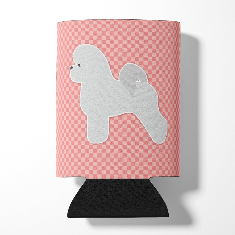 Bichon Frise Checkerboard Pink Can or Bottle Hugger BB3645CC