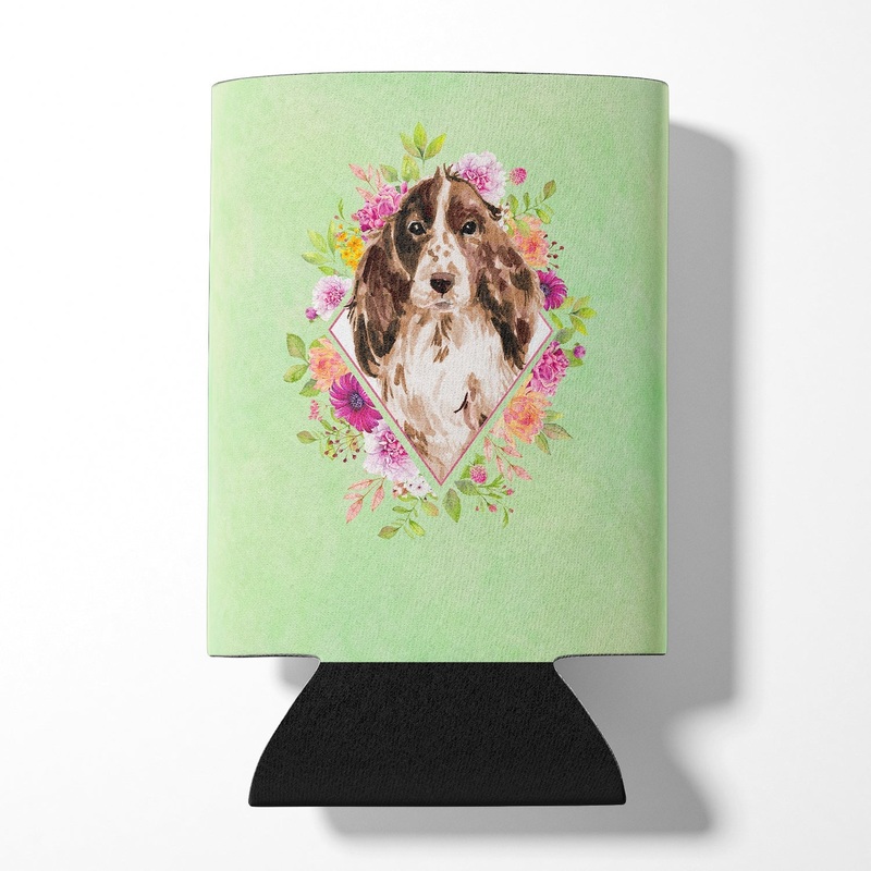 Brown Parti Cocker Spaniel Green Flowers Can or Bottle Hugger CK4412CC