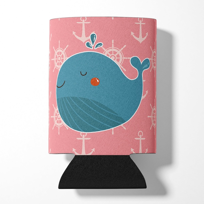 Whale on Pink Nautical Can or Bottle Hugger BB7160CC