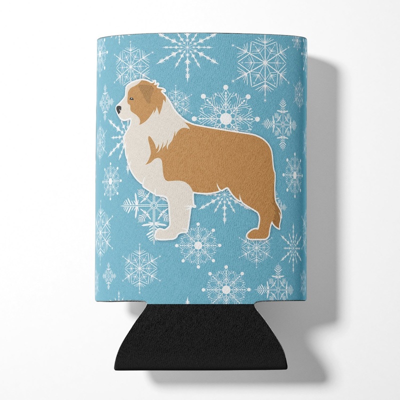 Winter Snowflake Red Border Collie Can or Bottle Hugger BB3522CC