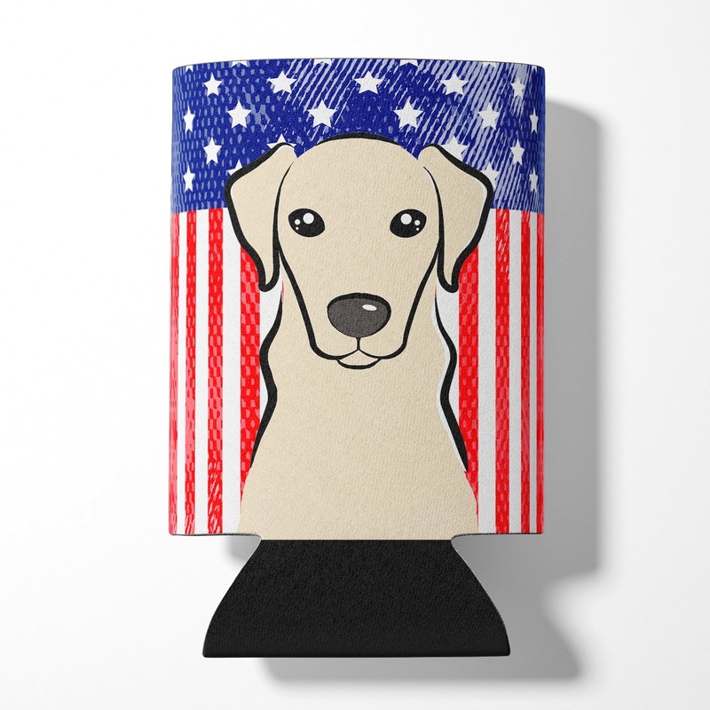 American Flag and Yellow Labrador Can or Bottle Hugger BB2152CC