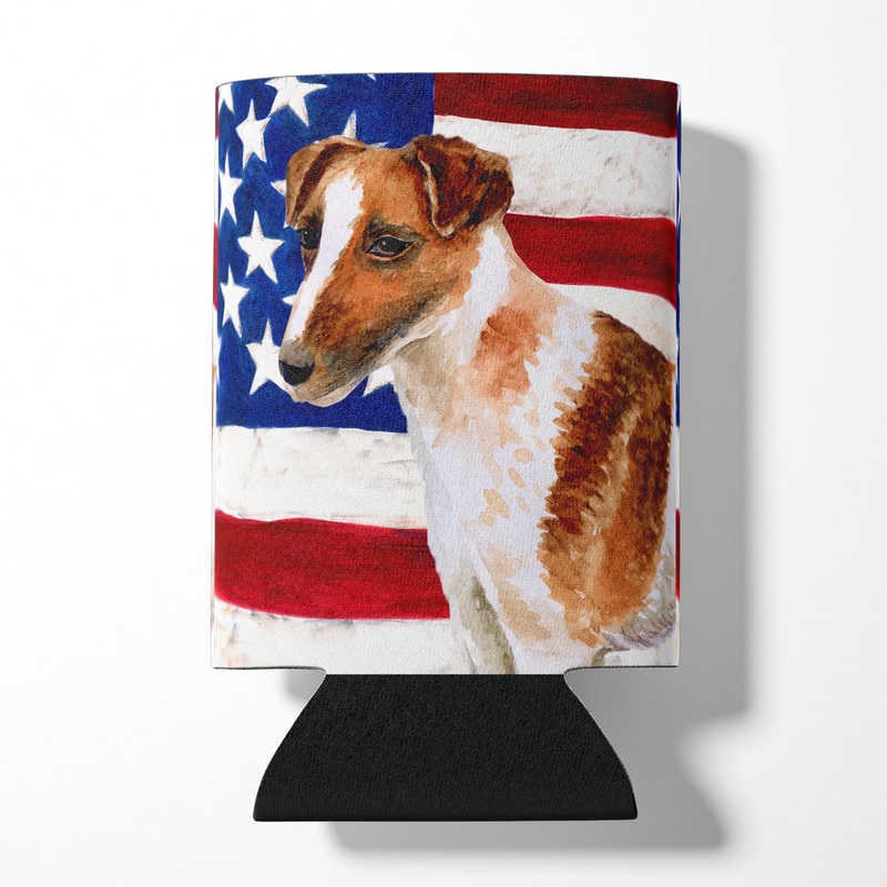 Smooth Fox Terrier Patriotic Can or Bottle Hugger BB9647CC
