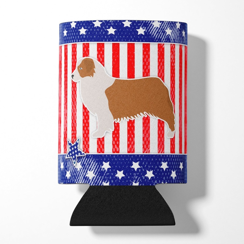 USA Patriotic Australian Shepherd Dog Can or Bottle Hugger BB3333CC
