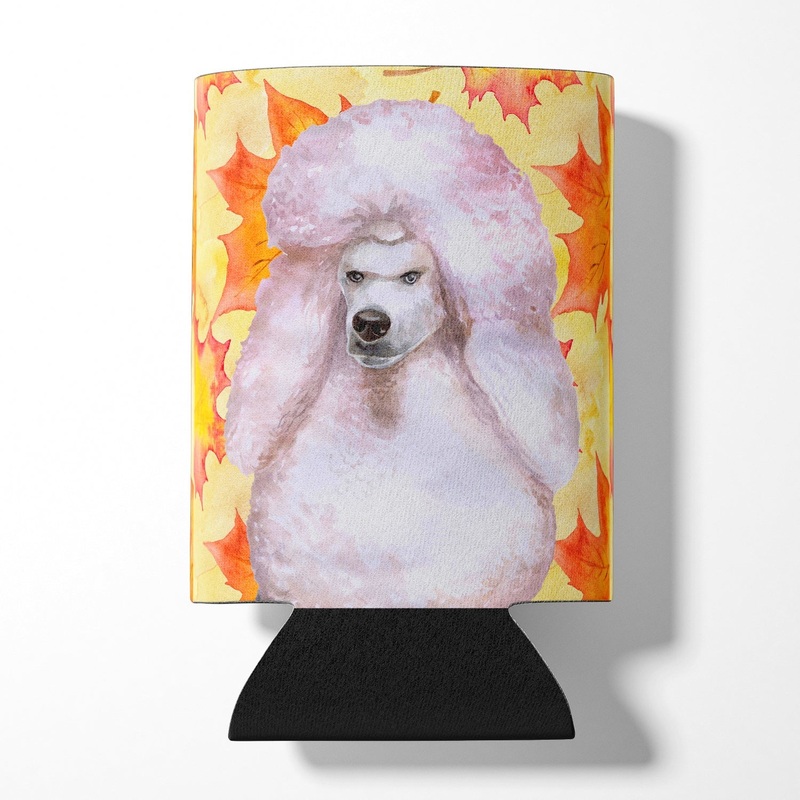 White Standard Poodle Fall Can or Bottle Hugger