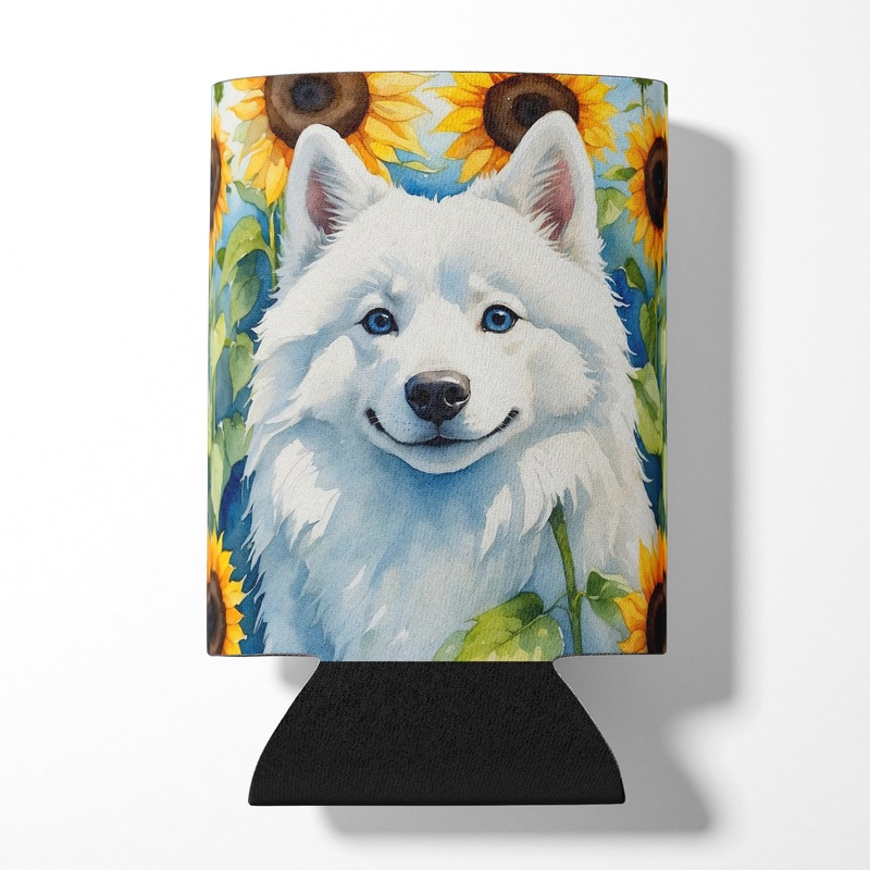 American Eskimo in Sunflowers Can or Bottle Hugger