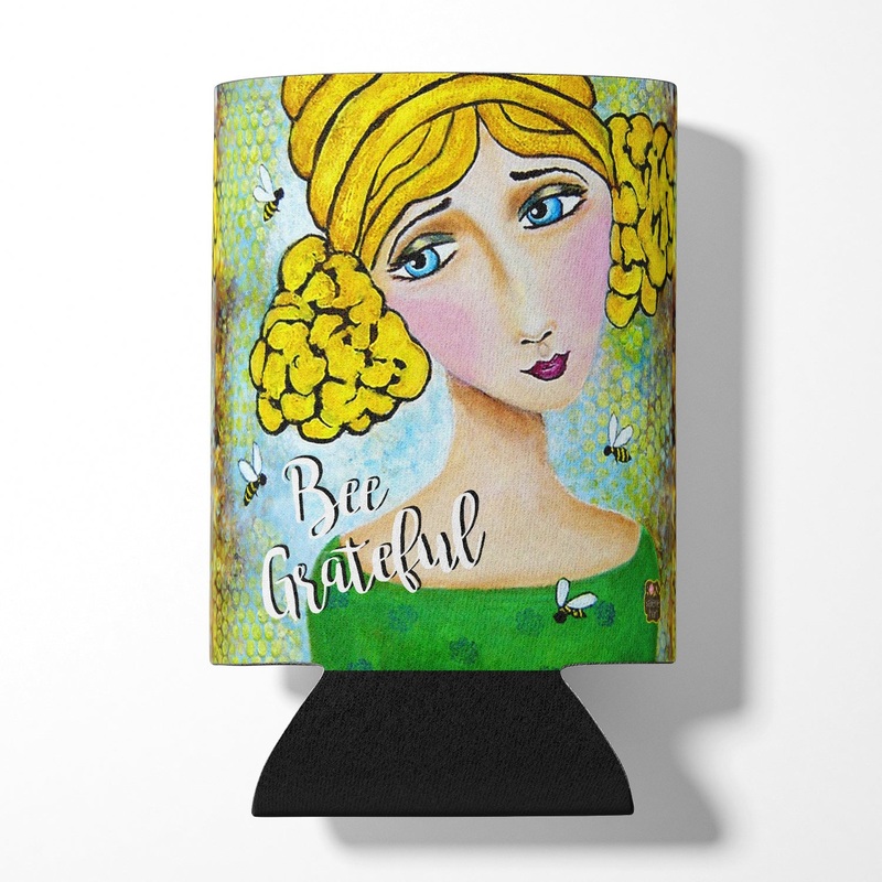 Bee Grateful Girl with Beehive Can or Bottle Hugger VHA3008CC