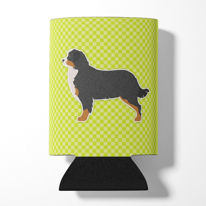 Bernese Mountain Dog Checkerboard Green Can or Bottle Hugger BB3819CC