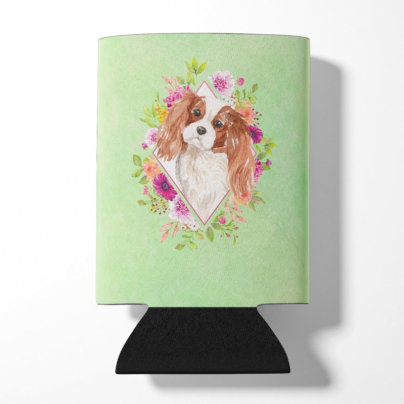 Blenheim Cavalier Spaniel Green Flowers Can or Bottle Hugger CK4408CC