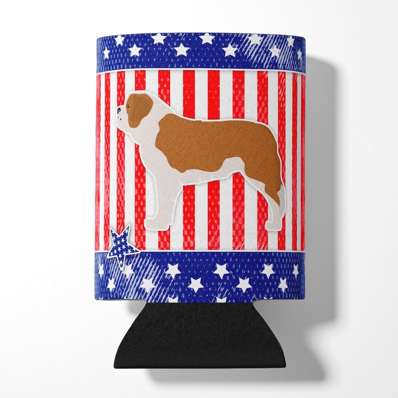 USA Patriotic Saint Bernard Can or Bottle Hugger BB3376CC
