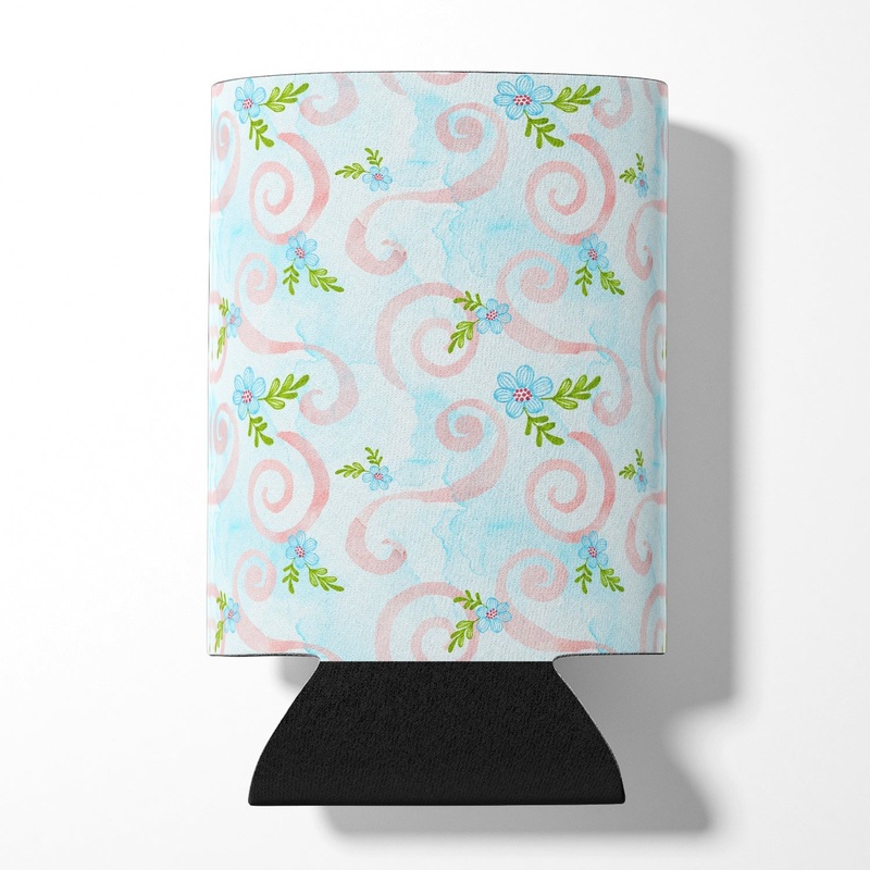 Watercolor Blue Flowers and Swirls Can or Bottle Hugger BB7482CC