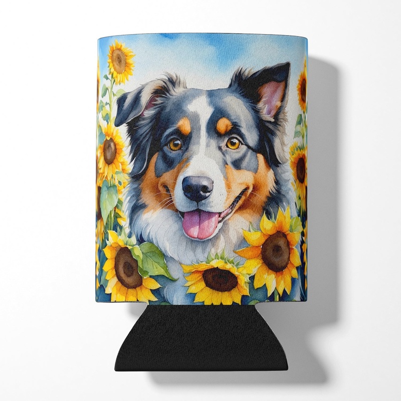 Australian Shepherd in Sunflowers Can or Bottle Hugger