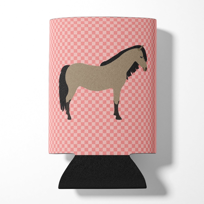 Welsh Pony Horse Pink Check Can or Bottle Hugger BB7910CC