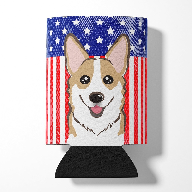 American Flag and Sable Corgi Can or Bottle Hugger BB2183CC