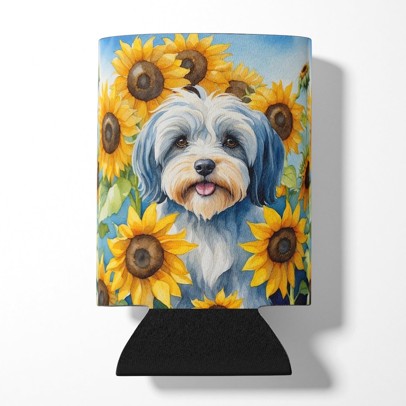 Tibetan Terrier in Sunflowers Can or Bottle Hugger