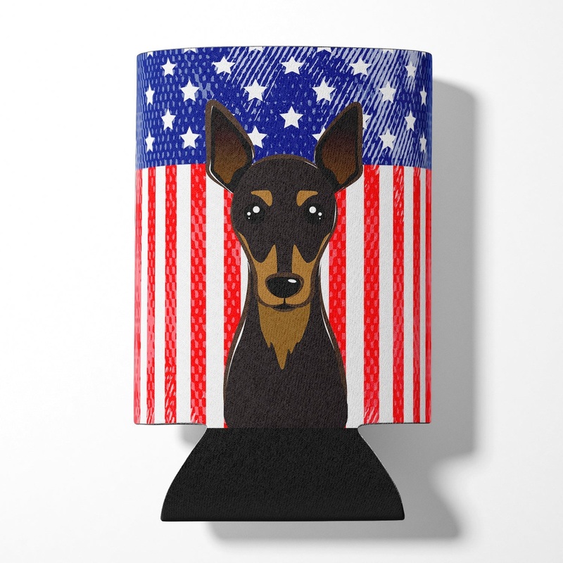 American Flag and Min Pin Can or Bottle Hugger BB2170CC