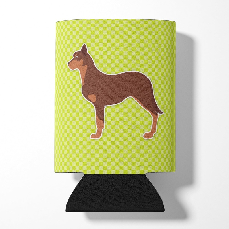 Australian Kelpie Dog Checkerboard Green Can or Bottle Hugger BB3829CC