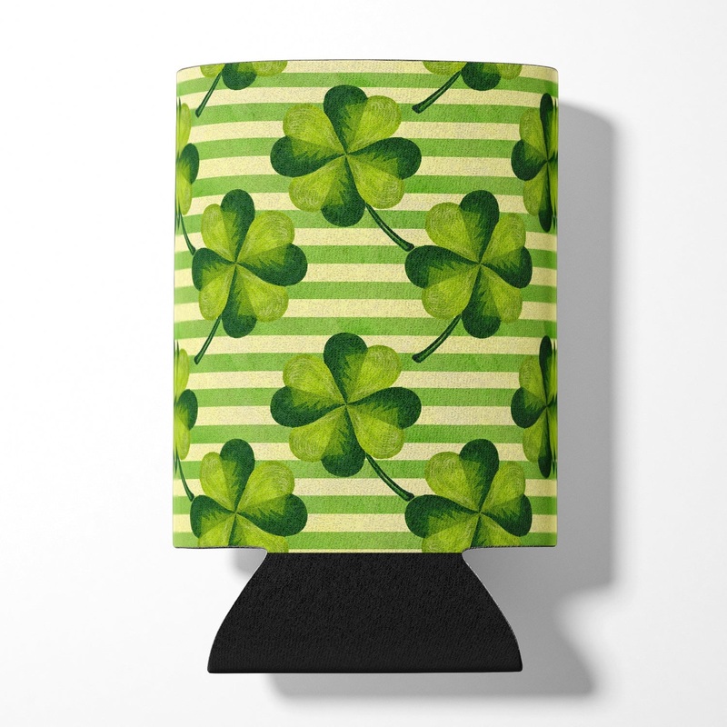 Watercolor Shamrock Stripes Can or Bottle Hugger BB7557CC