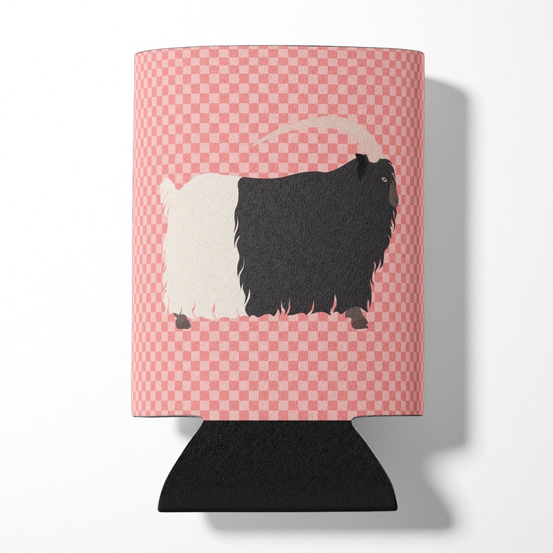 Welsh Black-Necked Goat Pink Check Can or Bottle Hugger BB7887CC