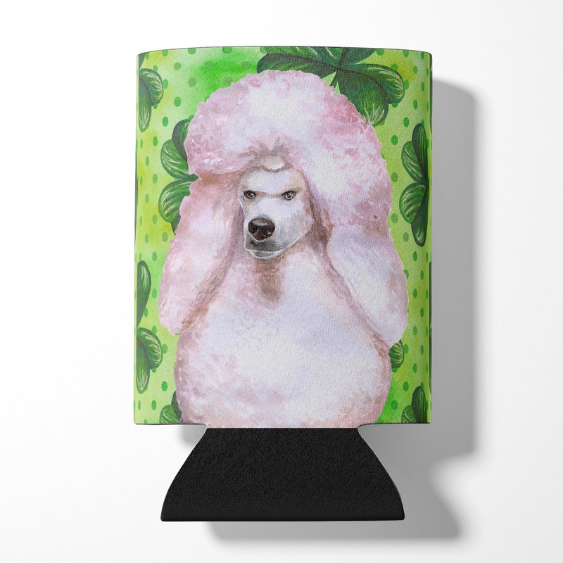 White Standard Poodle St Patrick's Can or Bottle Hugger BB9891CC