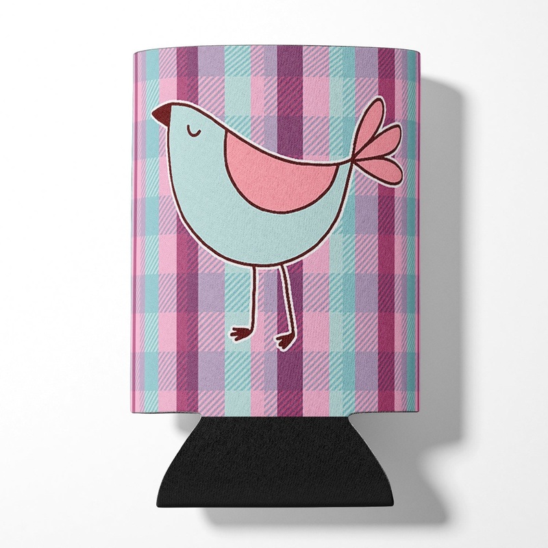 Bird on Purple Plaid Can or Bottle Hugger BB6833CC
