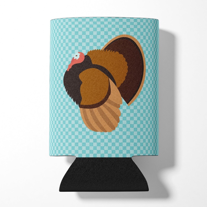 Bronze Turkey Blue Check Can or Bottle Hugger BB8160CC