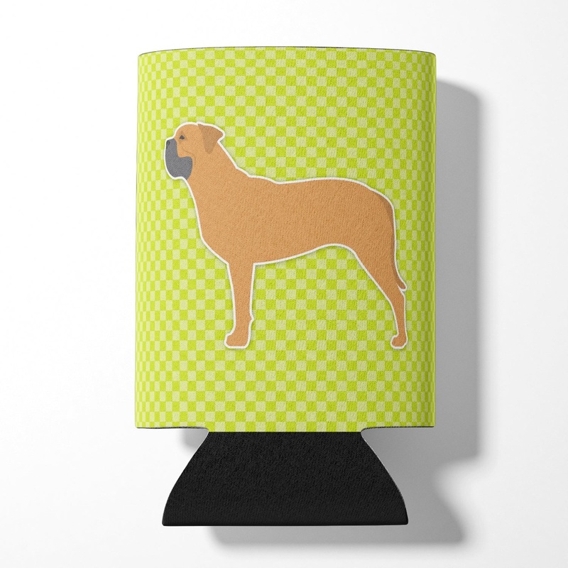 Bullmastiff Checkerboard Green Can or Bottle Hugger BB3871CC