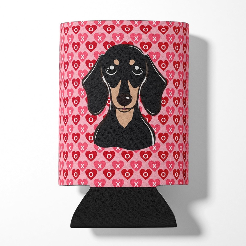 Smooth Black and Tan Dachshund Hearts Can or Bottle Hugger BB5285CC