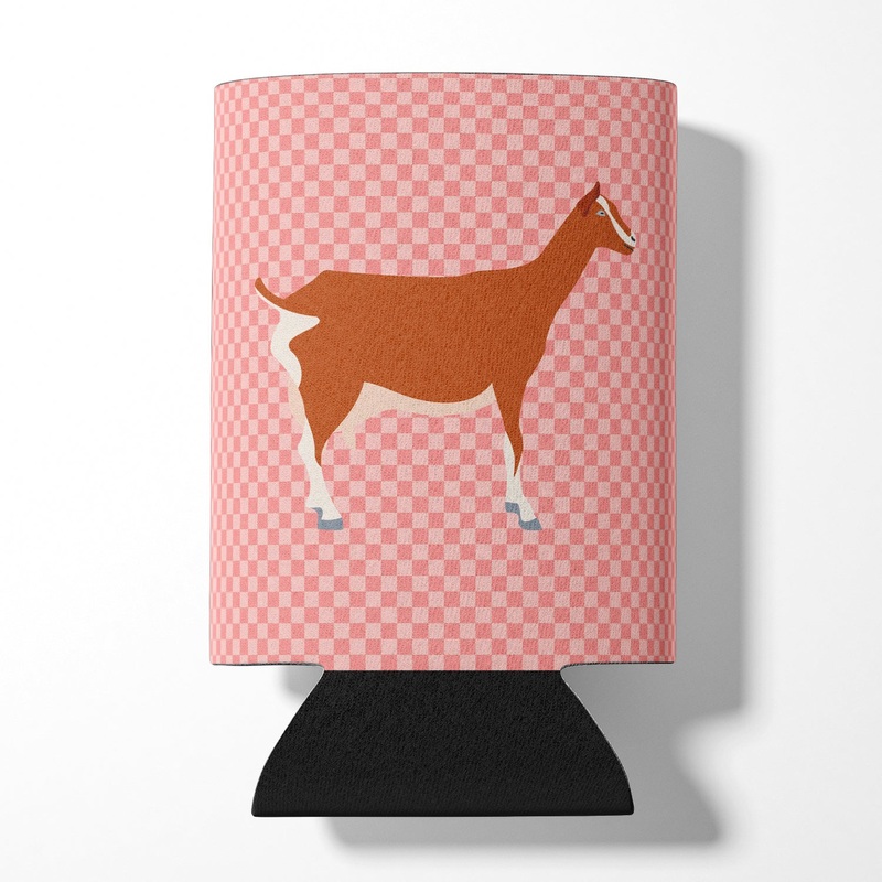 Toggenburger Goat Pink Check Can or Bottle Hugger BB7881CC