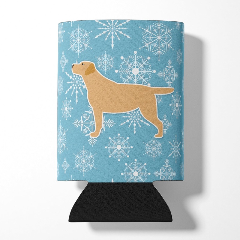 Winter Snowflake Yellow Labrador Retriever Can or Bottle Hugger BB3497CC
