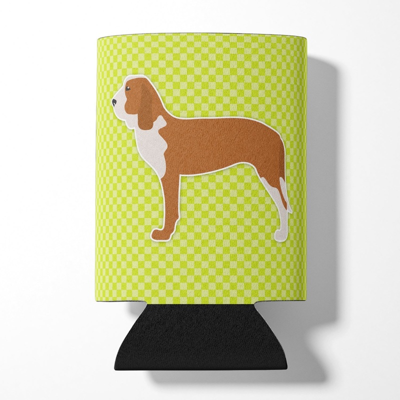 Spanish Hound Checkerboard Green Can or Bottle Hugger BB3791CC