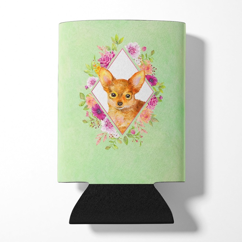 Toy Terrier Green Flowers Can or Bottle Hugger CK4350CC