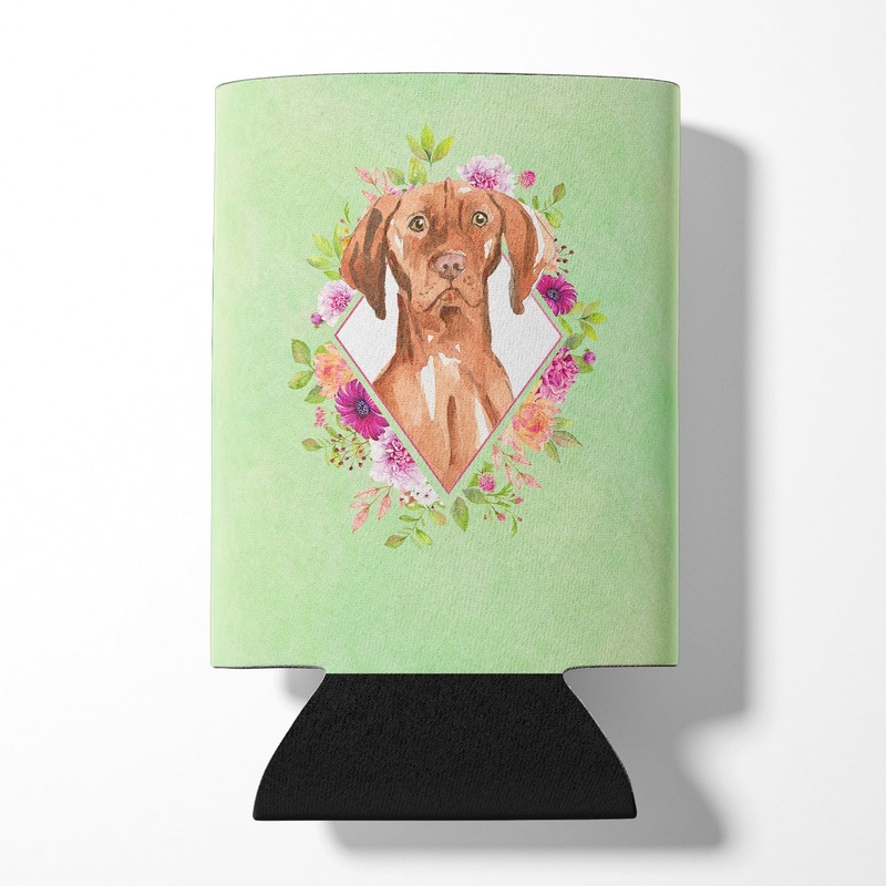 Vizsla Green Flowers Can or Bottle Hugger CK4392CC
