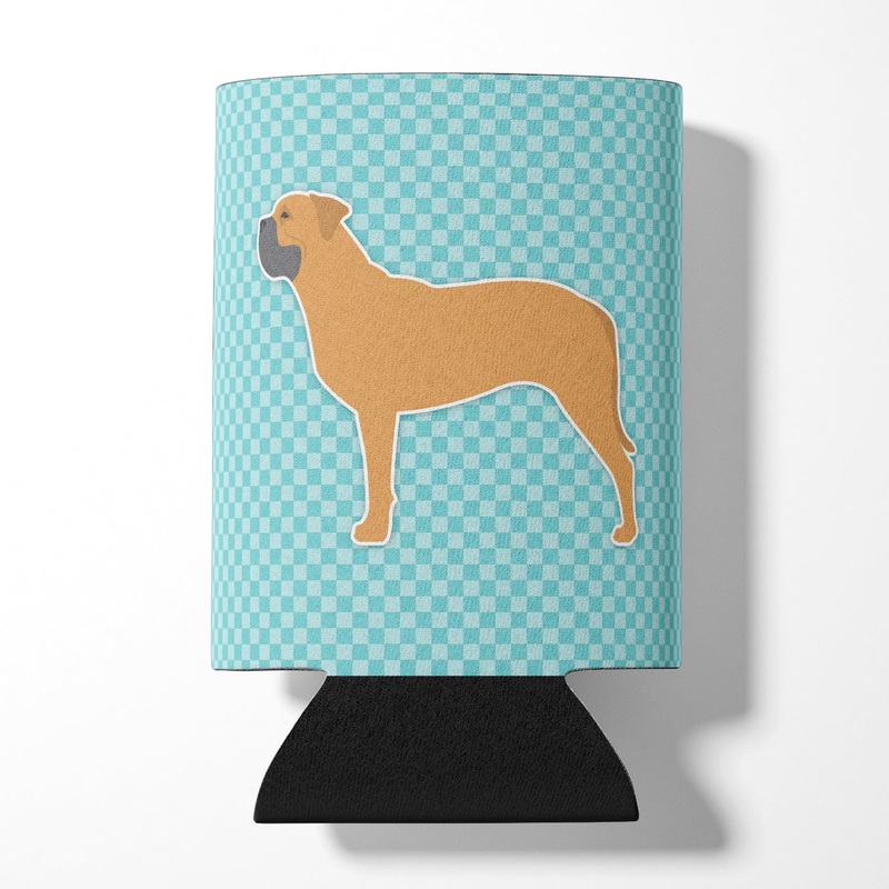 Bullmastiff Checkerboard Blue Can or Bottle Hugger BB3771CC