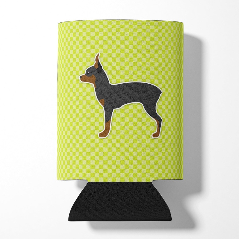 Toy Fox Terrier Checkerboard Green Can or Bottle Hugger BB3787CC