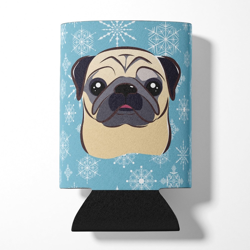 Snowflake Fawn Pug Can or Bottle Hugger BB1696CC