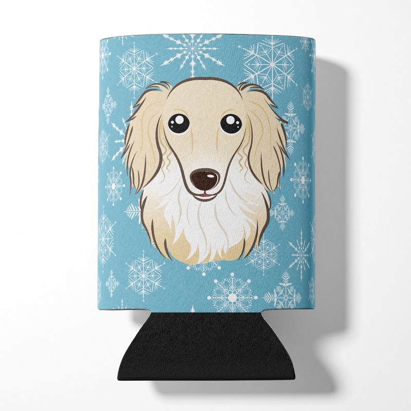 Snowflake Longhair Creme Dachshund Can or Bottle Hugger BB1646CC