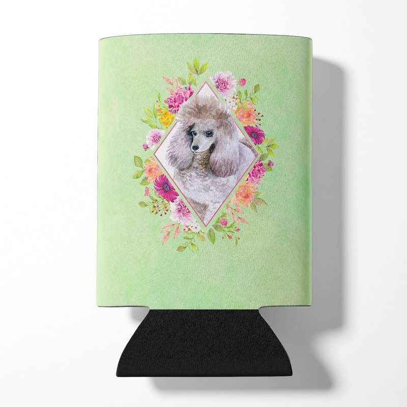 Standard Grey Poodle Green Flowers Can or Bottle Hugger CK4333CC