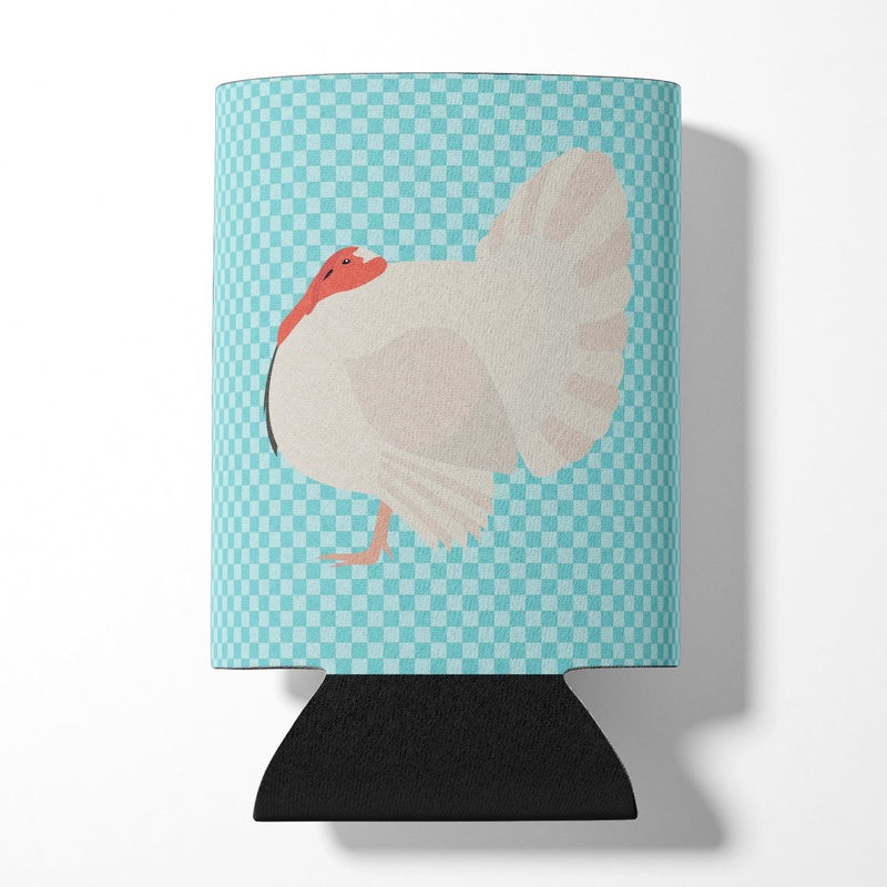 White Holland Turkey Blue Check Can or Bottle Hugger BB8157CC
