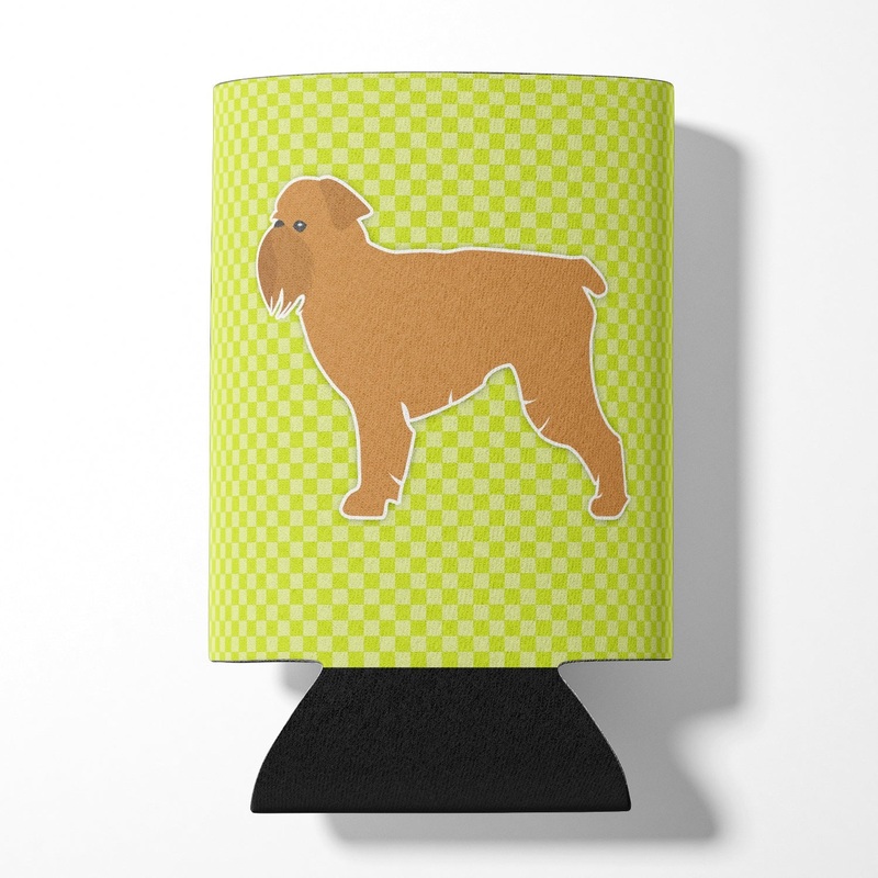Brussels Griffon Checkerboard Green Can or Bottle Hugger BB3840CC