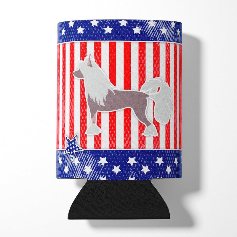USA Patriotic Chinese Crested Can or Bottle Hugger BB3343CC