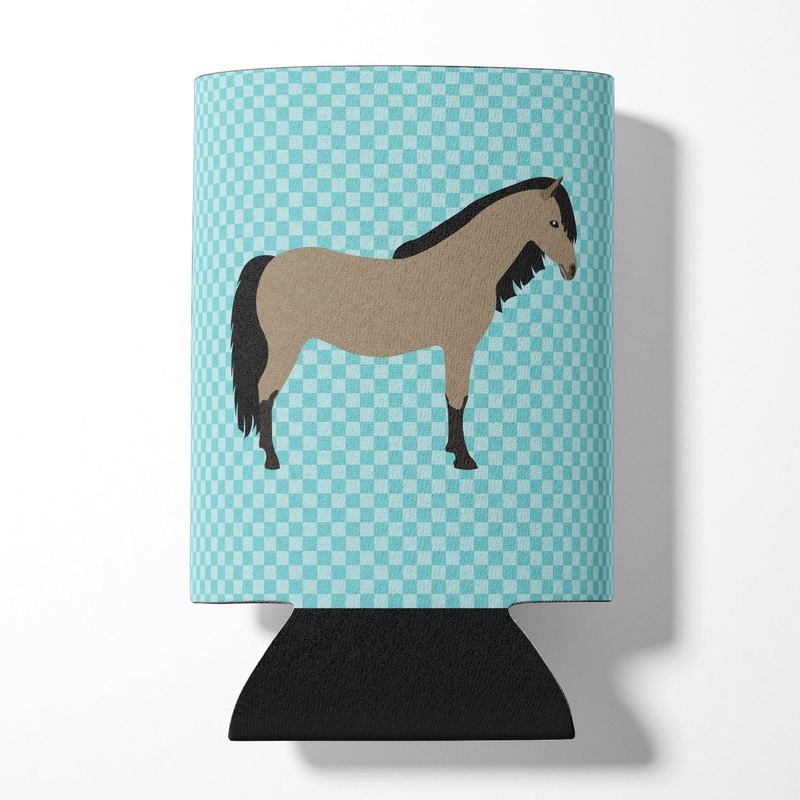 Welsh Pony Horse Blue Check Can or Bottle Hugger BB8084CC