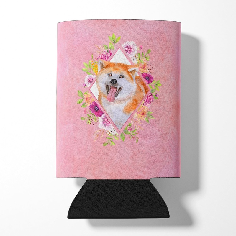 Akita Pink Flowers Can or Bottle Hugger CK4111CC
