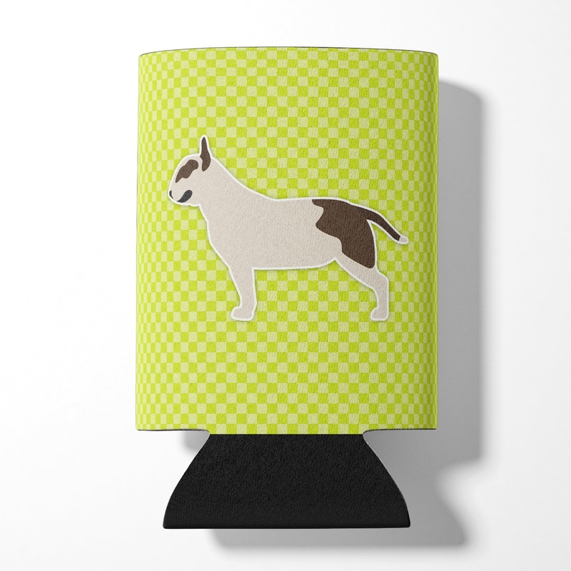 Bull Terrier Checkerboard Green Can or Bottle Hugger BB3878CC