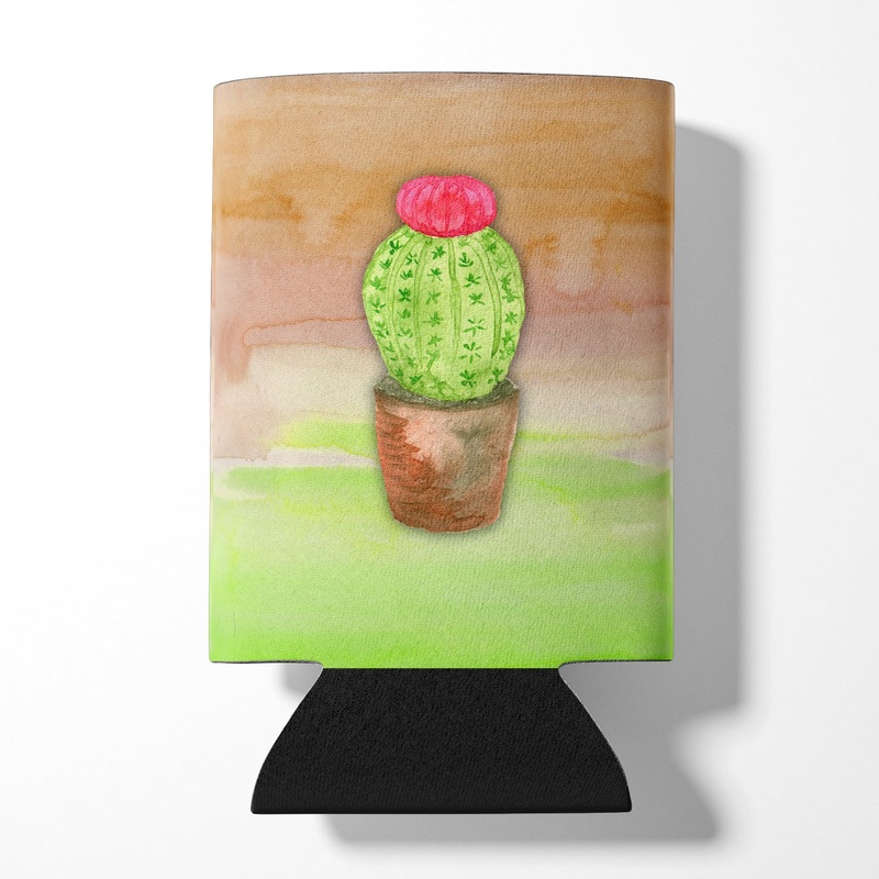 Cactus Green and Brown Watercolor Can or Bottle Hugger BB7365CC