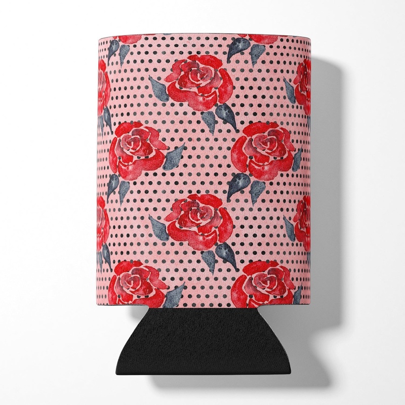 Watercolor Red Roses and Polkadots Can or Bottle Hugger BB7513CC