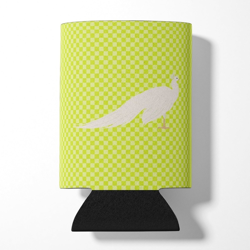 White Peacock Peafowl Green Can or Bottle Hugger BB7752CC